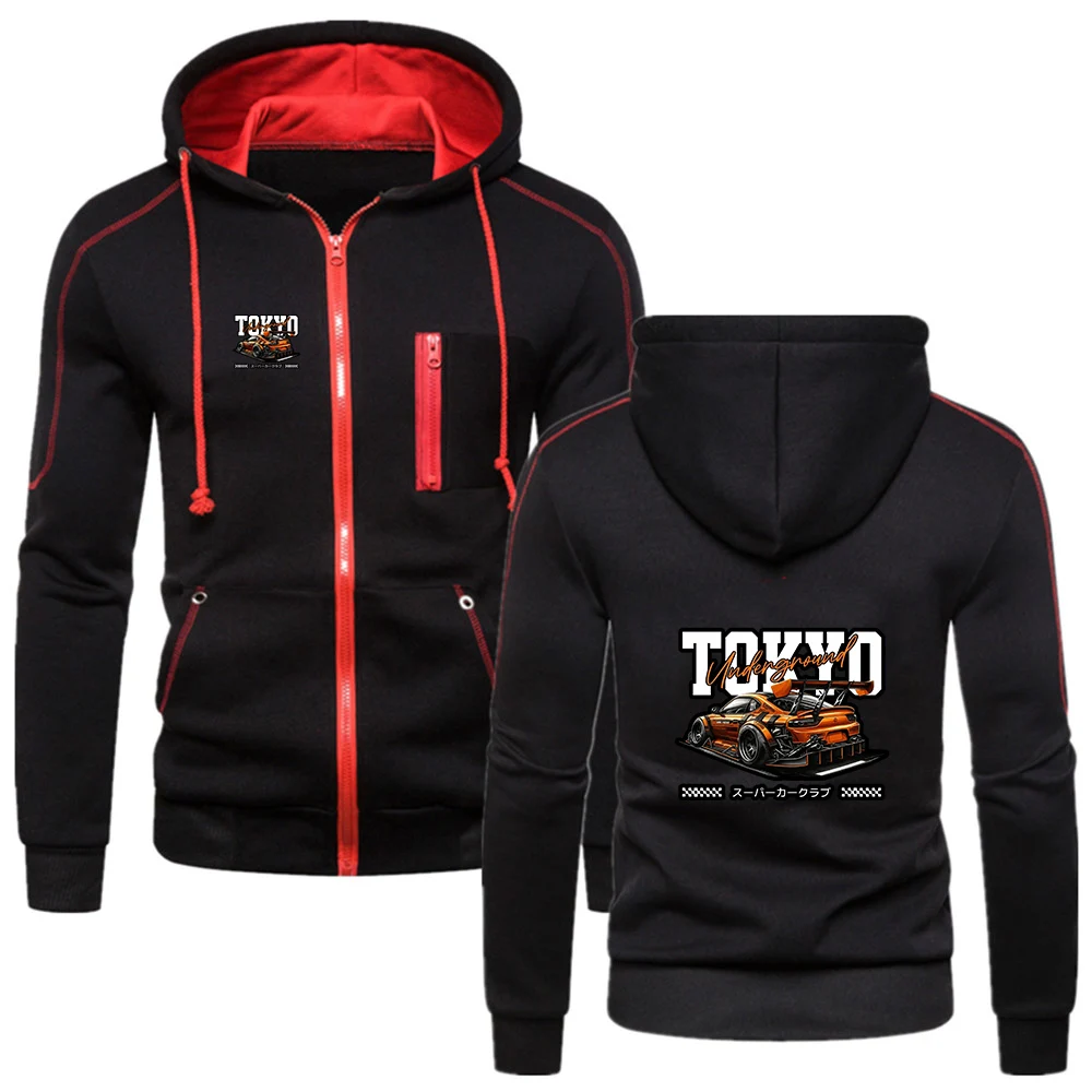 

2025 спортивный автомобиль с буквенным принтом, новые весенне-осенние мужские модные повседневные свободные однотонные толстовки с капюшоном, топы