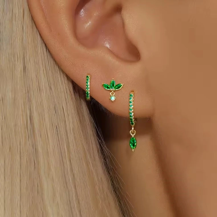 3PCS Fashion Horse eyes Pendant Piercing Earrings Set For Women Stainless Steel Zircon Ear Studs Earring Trendy Jewelry aretes