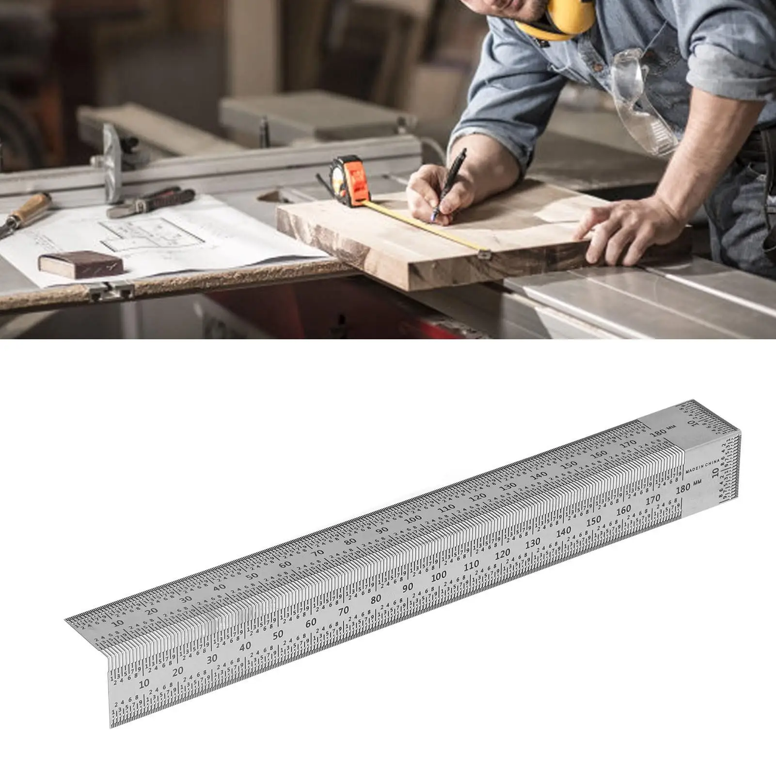 Precision Right Angle Ruler with Clear Scale for Accurate Carpentry Measurements