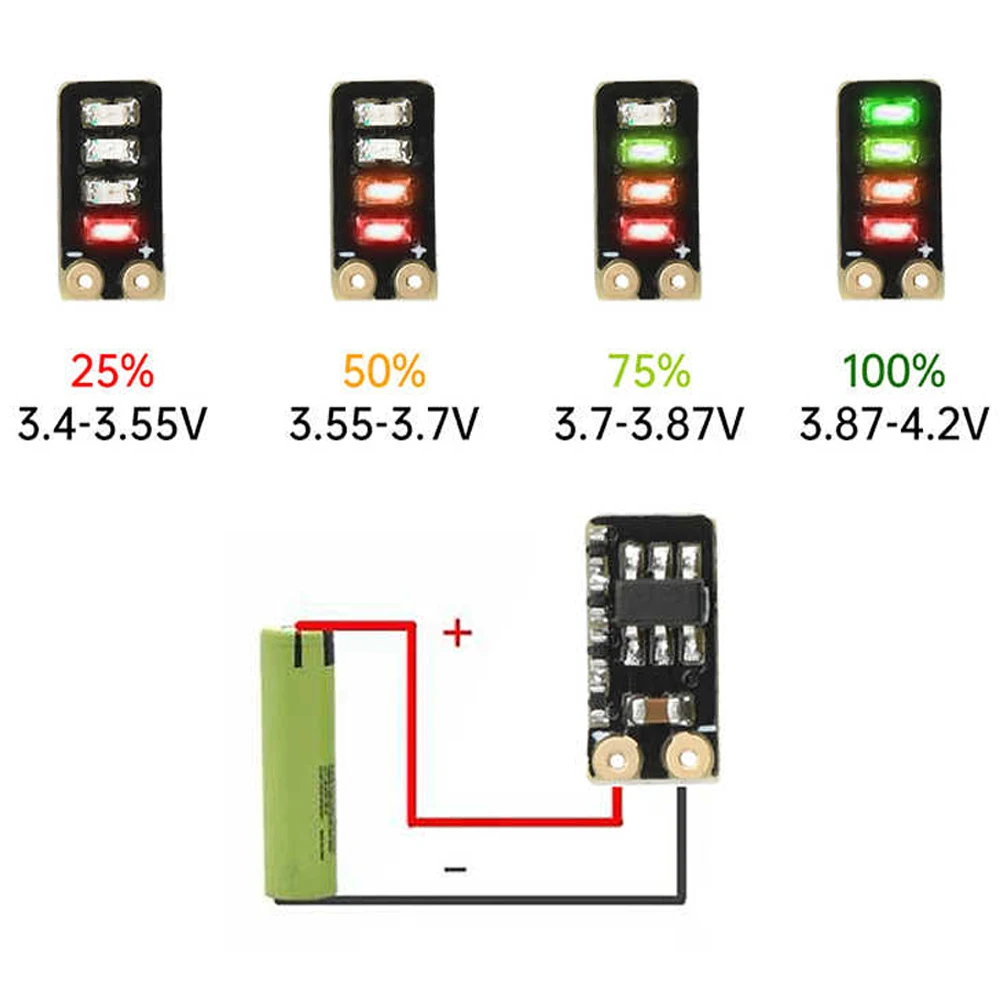 2PCS 3.7-4.2V Metering Module LED Battery Level Indicator 1 String Ternary Lithium Battery Capacity Board Power Display Module