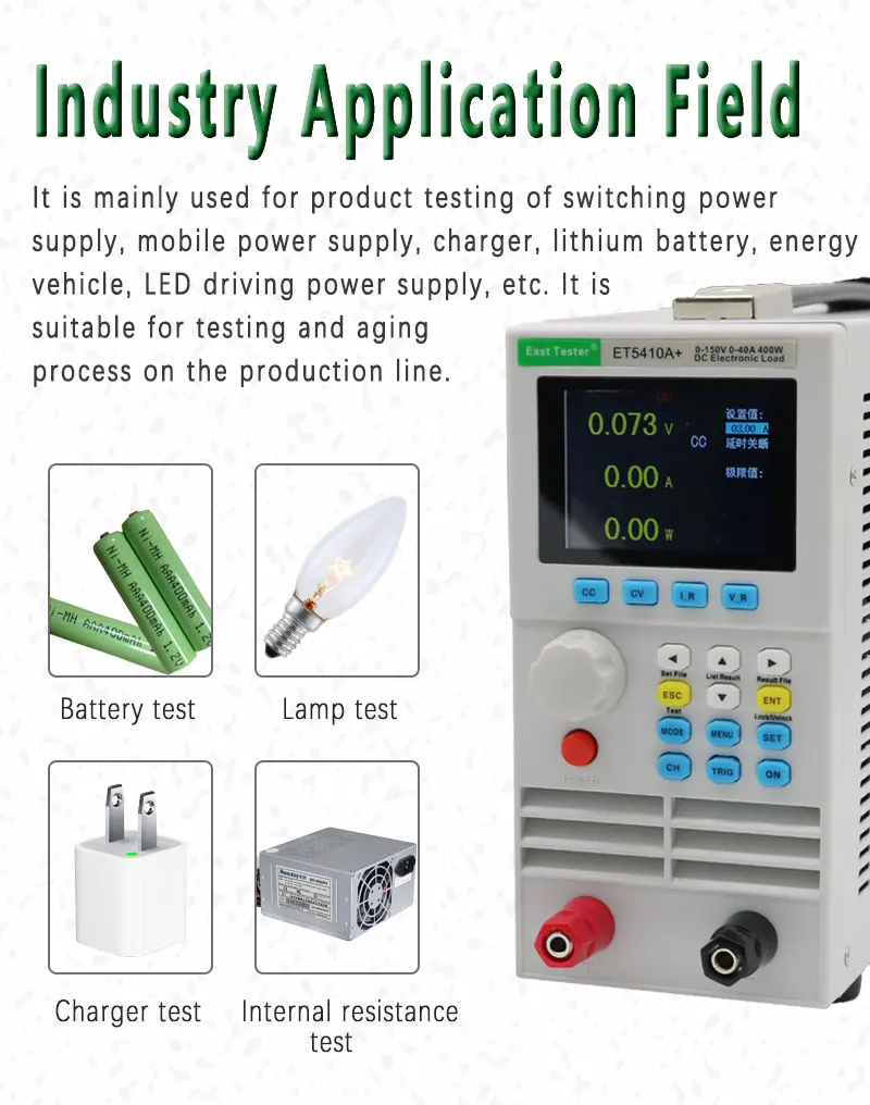 New Version ET5410A+ 400W/150V/40A Programmable Dc Electronic Load