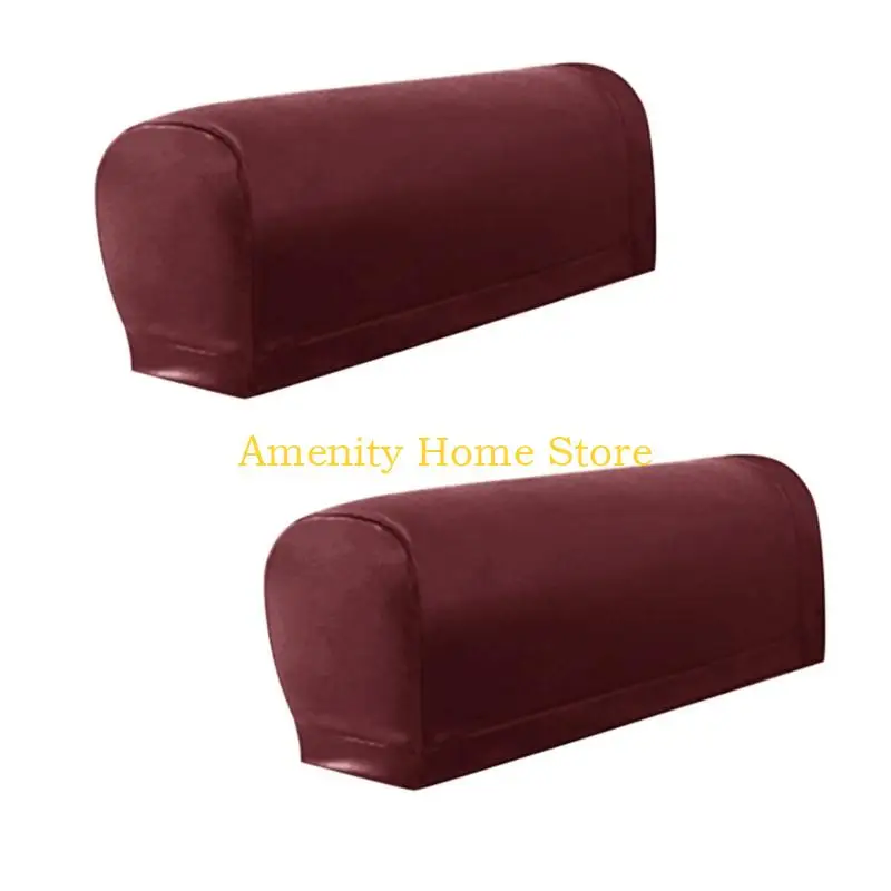 F26C Arm Protector Covers 4 Adhesive Grip Set Fashionable Black PU Waterproofie Sofa Armrest Sleeve For Indoor Furniture Care