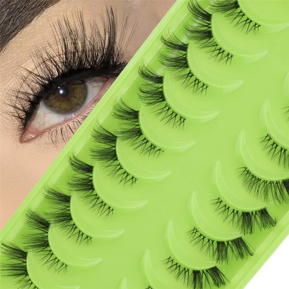 10Pairs Natural Look Half Lashes Faux Mink 3D Cat Eye Lashes 3/4 Corner Lashes