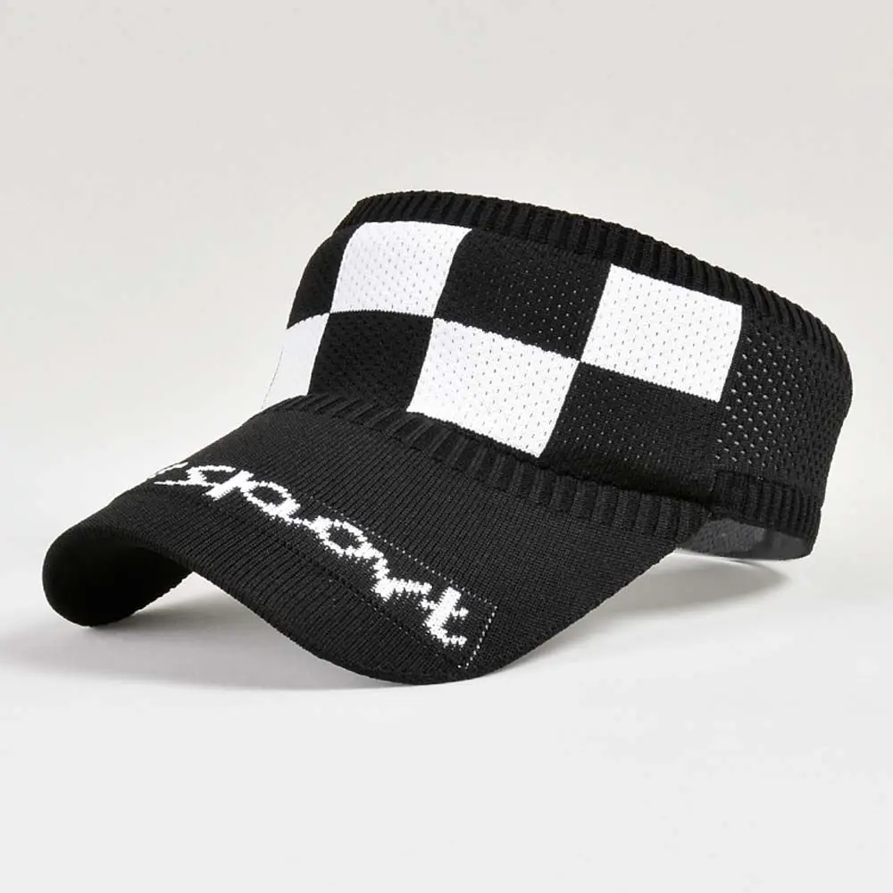 

Simple Sunscreen Beach Cap Checkerboard Letter Sun Visor Baseball Cap Empty Top Hat Sun Cap Sun Hat