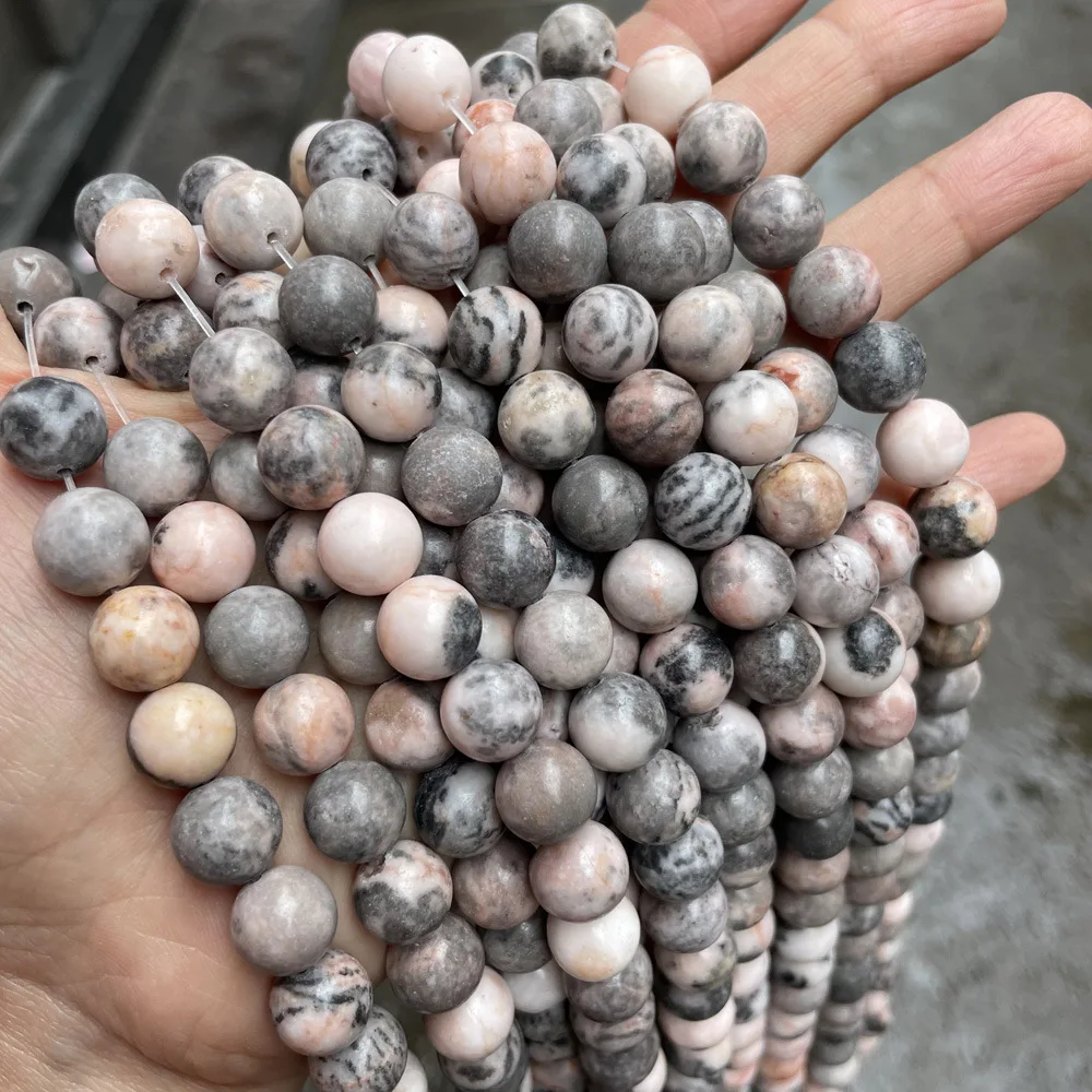 

Natural Stone Pink Zebra Jasper Round Loose Beads 15" Strand 4 6 8 10 12MM Pick Size For Jewelry Making