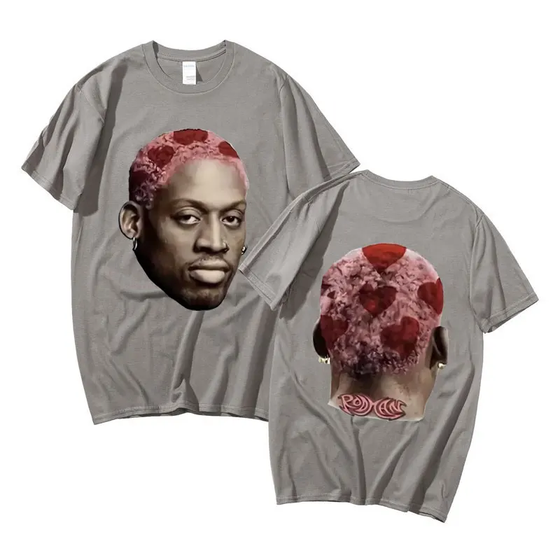 The Worm Dennis Rodman Big Face Double Sided Printed T-shirt Men Women Fashion Oversized Streetwear Male Vintage T Shirts Tops