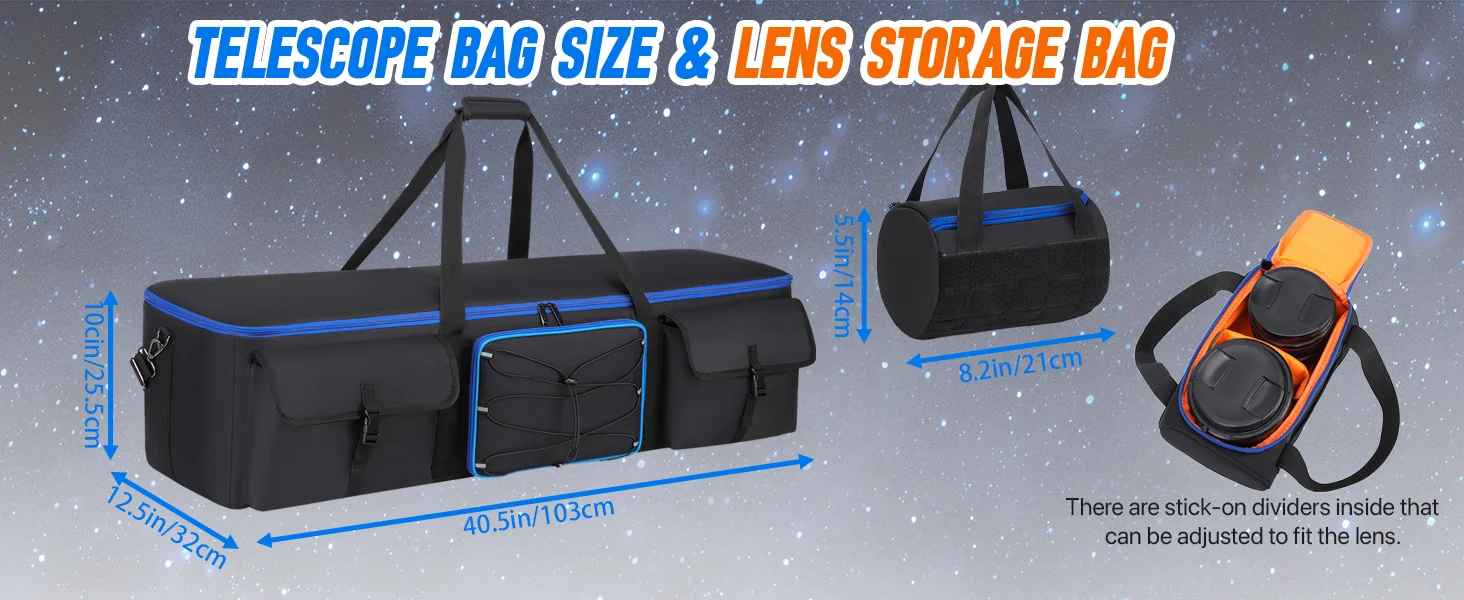 98–103 cm Astronomische Teleskop-Schutztasche, tragbare Aufbewahrungstasche, Schultertasche, Rucksack für Celestron-Zubehör – Detail 7