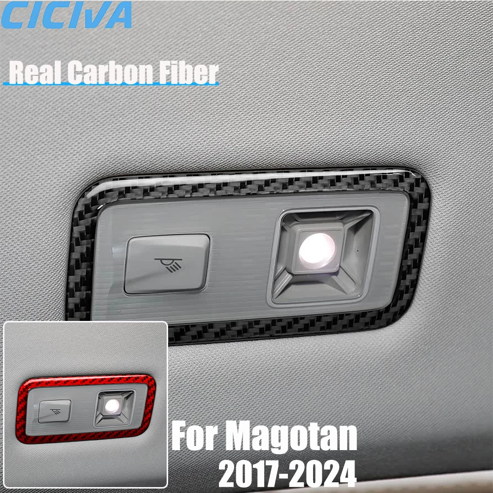 Real Carbon Fiber Car Accessories Rear Reading Light Trim Cover Soft Sticker For Volkswagen Magotan 2017 2018 19 20 21 22 23 24