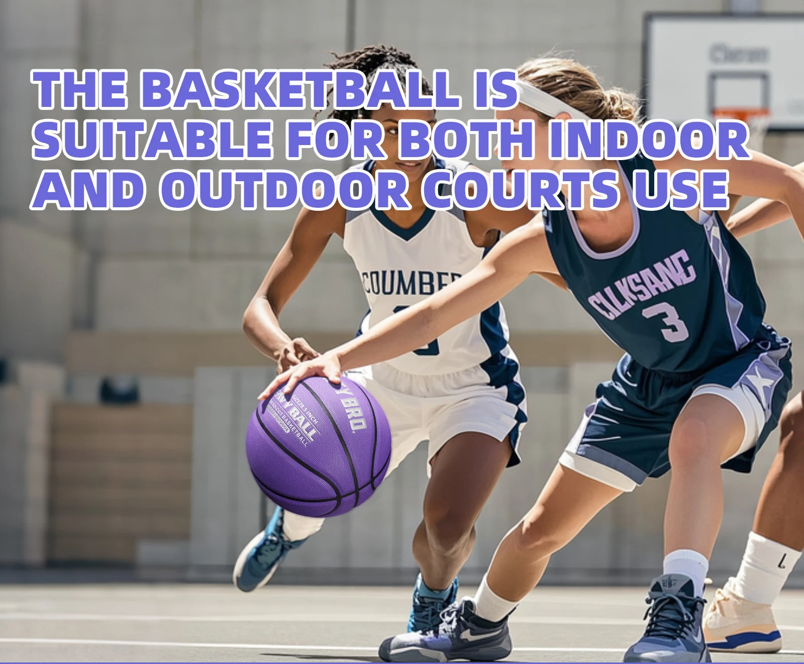 Gewichteter Trainings-Basketball 3/2,2 Pfund für drinnen und draußen, hochwertiger Verbund-Basketball zur Verbesserung des Dribbels und der Durchführung in Lila – Detail 12