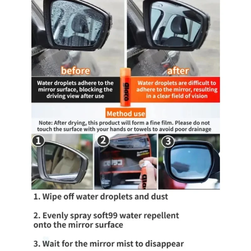 Soft99 Glaco Japan Car Rearview Mirror Glass Water Rain Repellent Glass Hydrophobic Coating Anti-rain Treatment for Car Glass