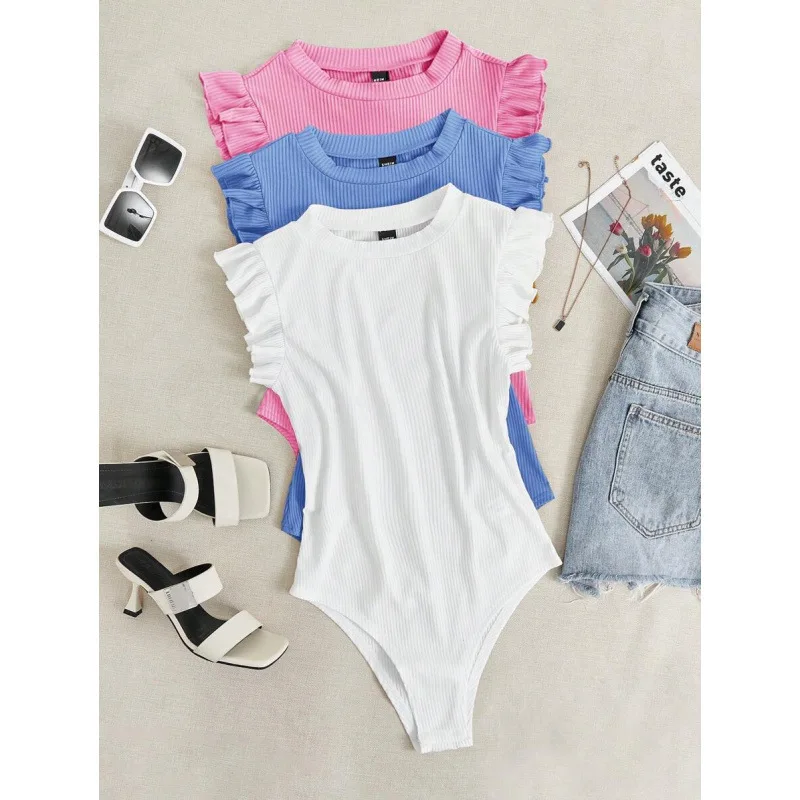 

Ruffled Jumpsuit Low Waist Short Pants Spring 2026 Ladies' Romper with Lace Trim Cross-Border Fashion Ladies' Clothing