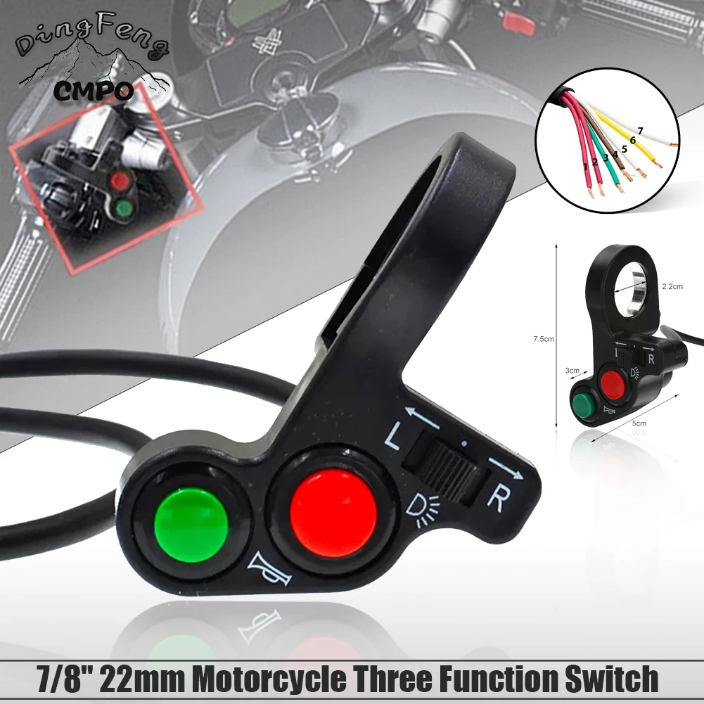 Motorcycle Horn Indicator Handlebar on Off Control Switch Turn Signal Light For 7/8\