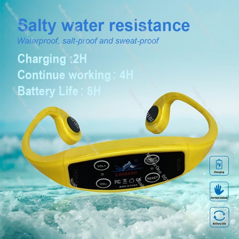 H904 Swimming Waterproof Radio Walkie-talki Bone Conduction Headset Headphone for Swimming Coach Training