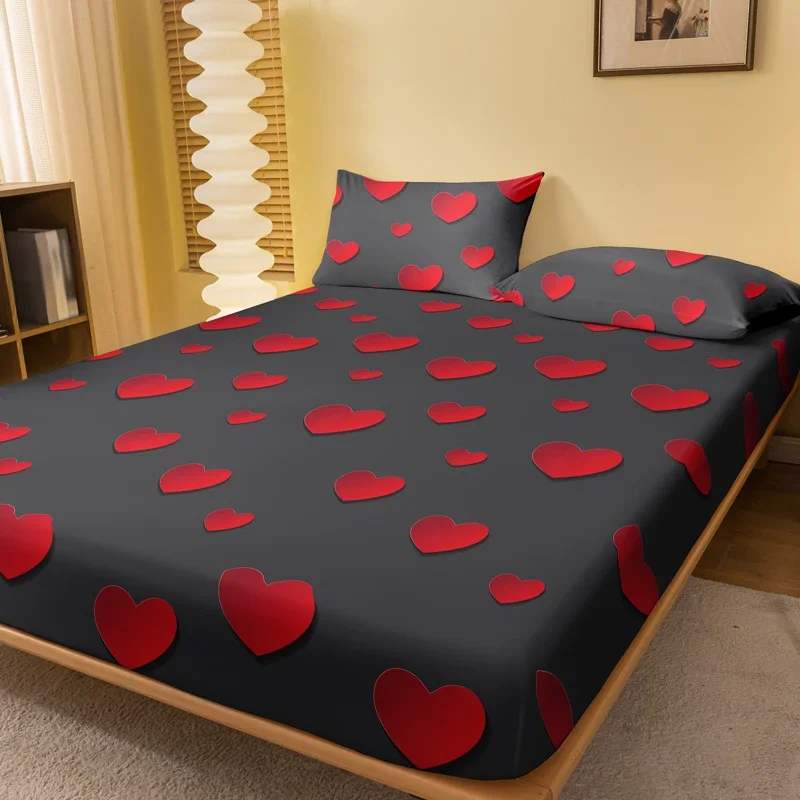 1 piece of love surging gray patterned matte bedsheet, bedroom printed bedspread, bedding (excluding pillowcases)