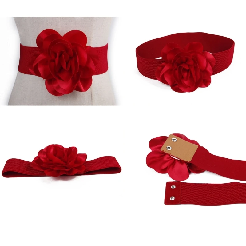 Flower Waist Belt Dress Waistband Flower Elastic Belt Flower Decorative Belt