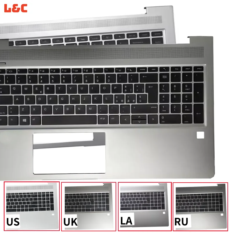 

New For Probook 450 455R G6 G7 US/UK/LA/SP/IT/RU Keyboard With Palmrest Rear Lid Back Cover Bottom Case Computer Replace Parts