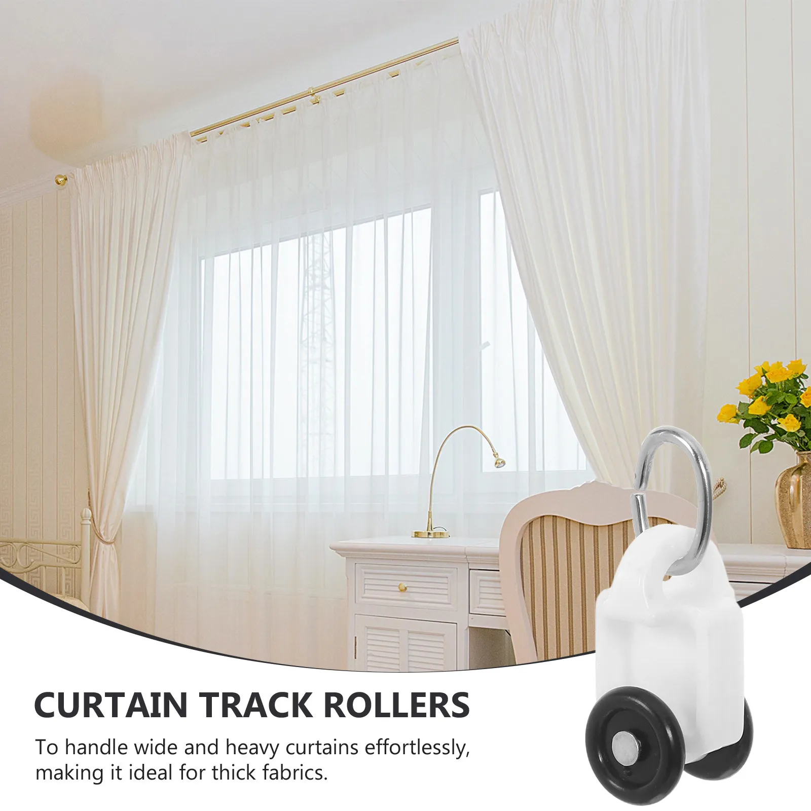 100Pcs Curtain Track Rollers Silent Twin Wheeled Carriers Glide Smooth Ceiling Curtain Track Slider Runners for Home Bathroom
