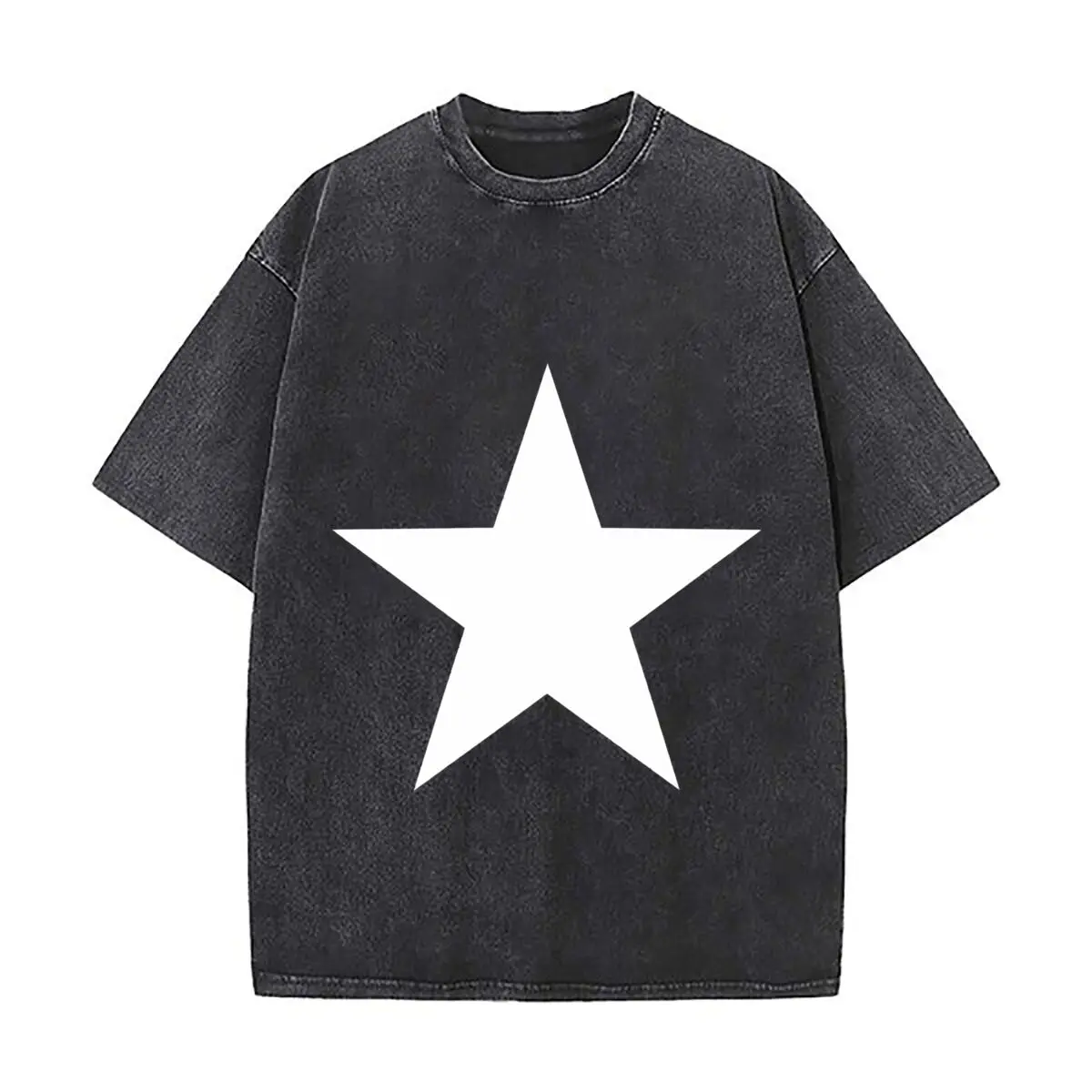 White Five Point Star Minimalist Graphic Distressed Vintage Oversized Streetwear Tops for Coffee Dates