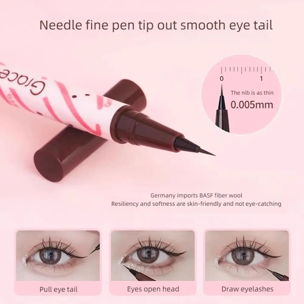 Eyeliner mit zwei Wirkungen, langlebig, kein leichtes Verschmieren, 2-in-1, innovatives, doppelköpfiges Design, Klebestift, flüssiger Stift, schwarzbraunes Augen-Make-up