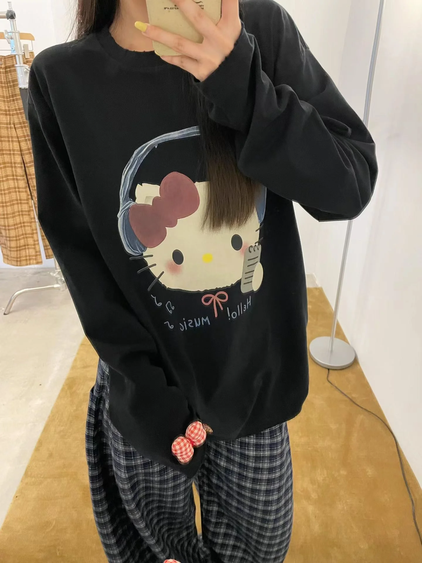 

Футболка CHICYAN Sweet Cool Kit с принтом, длинный рукав, повседневная, свободного кроя, в американском стиле, базовая, женская, модный топ