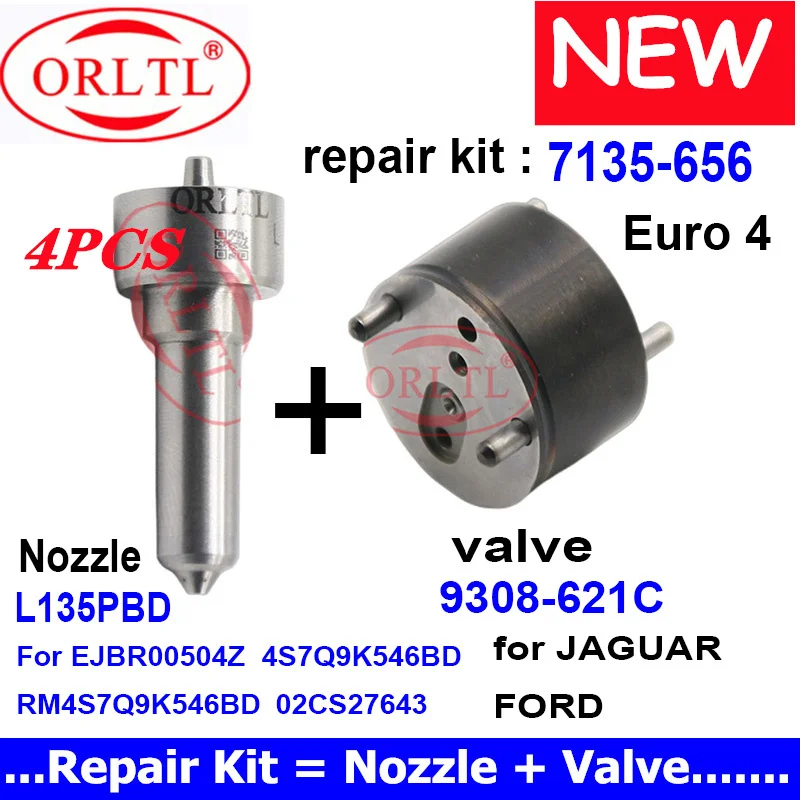 

Euro 4 NOZZLE L135PRD L135PBD VALVE 9308-621C Repair Kits 7135-656 For EJBR00504Z FORD JAGUAR 02CS27643 4S7Q9K546BD 4PCS