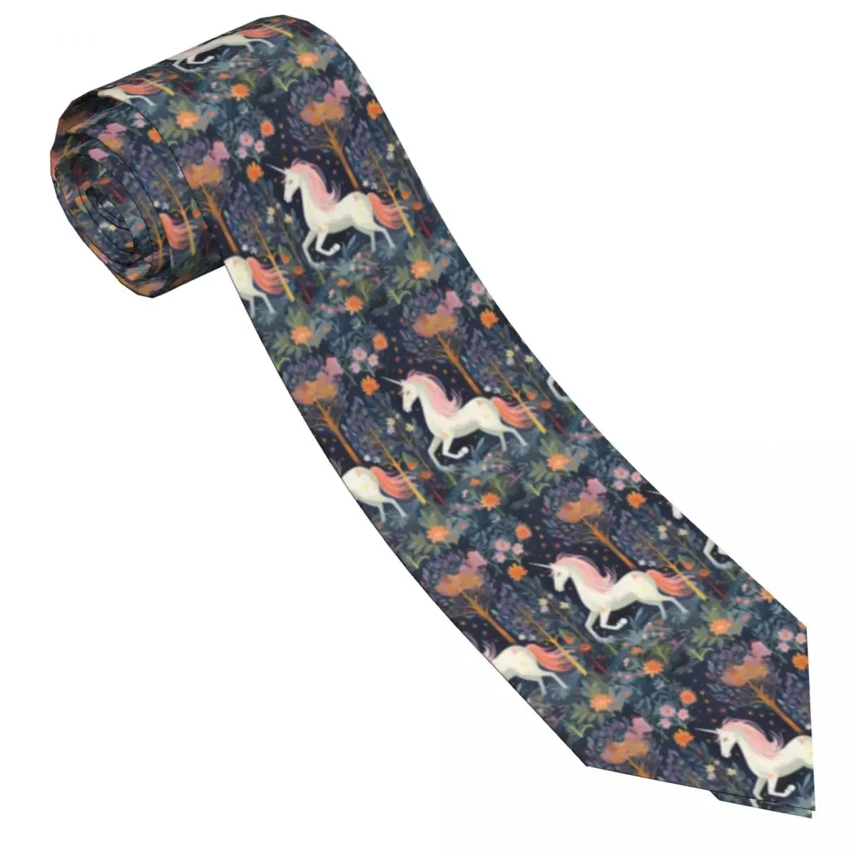 Mens Tie Classic Skinny Unicorn In The Forest Neckties Narrow Collar Slim Casual  Accessories Gift