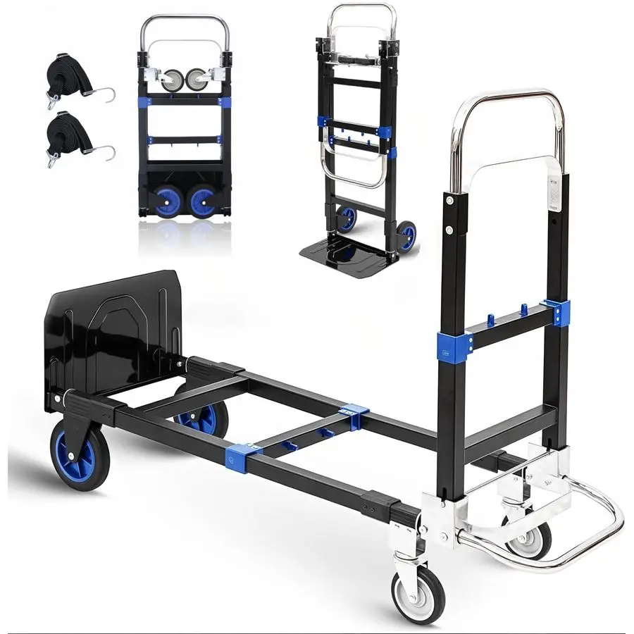 

in1 Heavy Duty Convertible Hand Truck Dolly Cart, Folding Trolley Cart with Wheels, 600lbs Capacity for Transport Moving in Ware