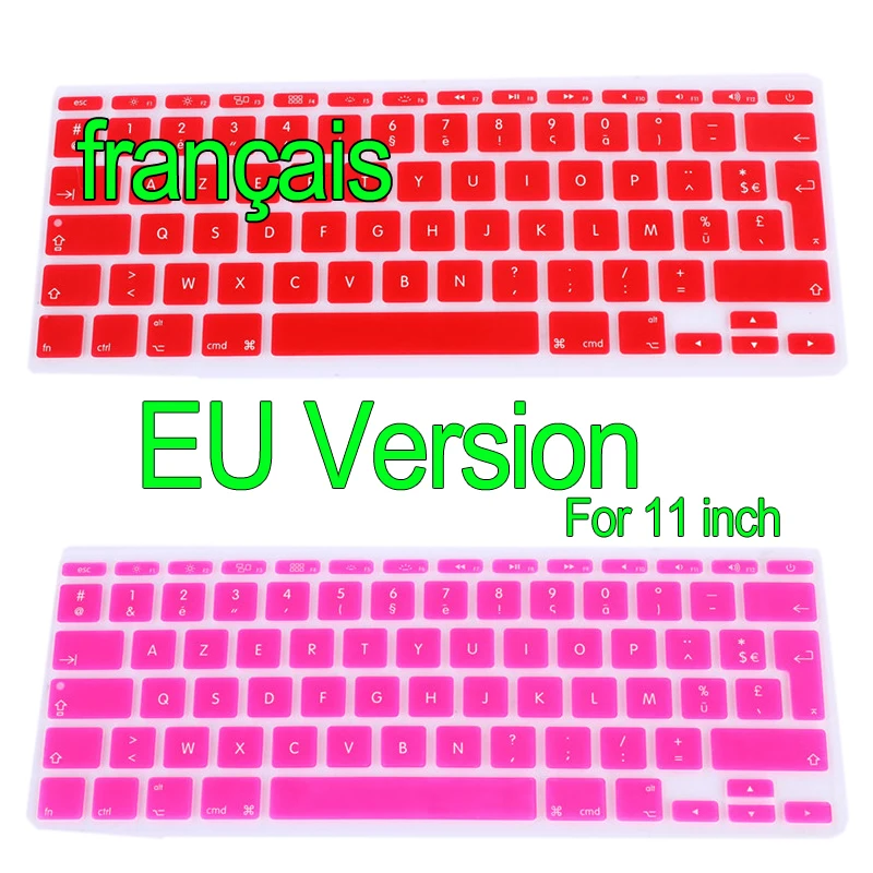 11.6 inch French UK/EU Franch Silicone Soft color AZERTY Keyboard Cover Skin for Mac Book Air 11 11.6'' inch For macbook