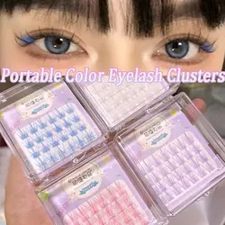 Pink/White/Blue/Purple Colored Eyelash Clusters Manga Lashes False Eyelashes Natural Long Faux Bunche Makeup