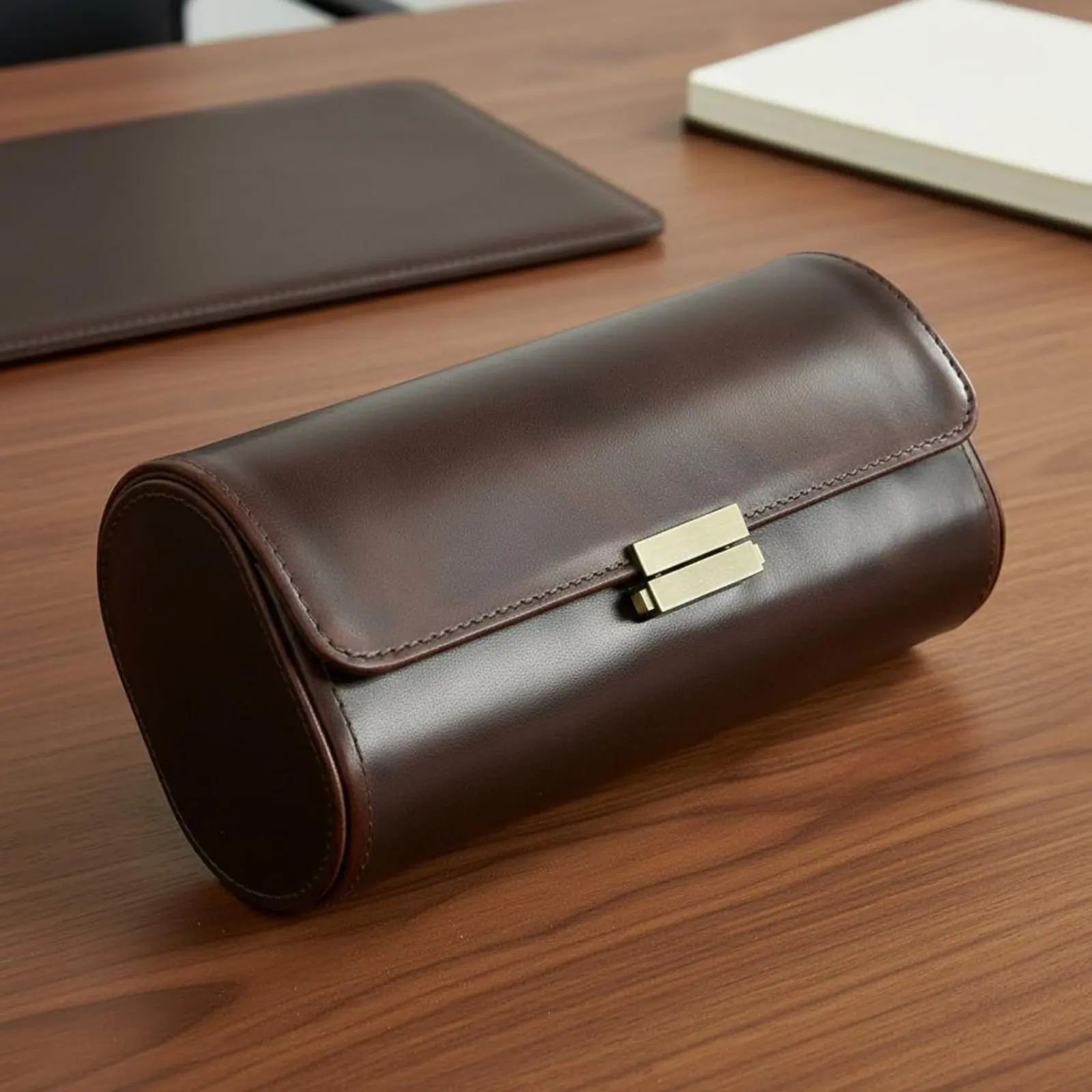 

3 Slot Watch Box Portable Leather Watch Case Shockproof Double Protection for Home