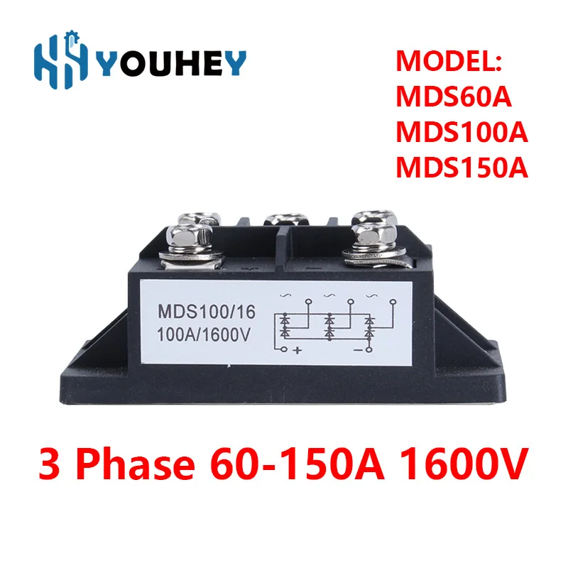 MDS60A MDS100A MDS150A 3 Phase 60-150A 1600V MDS Rectifier Bridge Solid MDS60-16 MDS100-16 MDS150-16