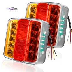 Yuanjoy 12v 2pcs Trailer Tail Lights Led Waterproof Tractor Turn Signal Number Plate Light For Bus Lorry Brake Stop Lamp