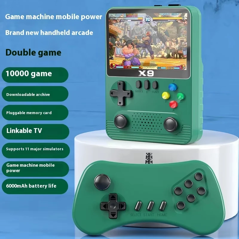 X9 ريترو وحدة تحكم ألعاب فيديو محمولة 3.5 بوصة IPS شاشة جيب لعبة فيديو لاعب مشغل واحد/مزدوج 32 جيجابايت مدمج 10,000+ Gam #6