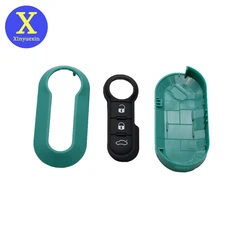 Xinyuexin Plastic Key Case with rubber Key Pad 3 Buttons Flip Remote Key Shell Cover for FIAT 500 Panda Punto Bravo Car Keyless