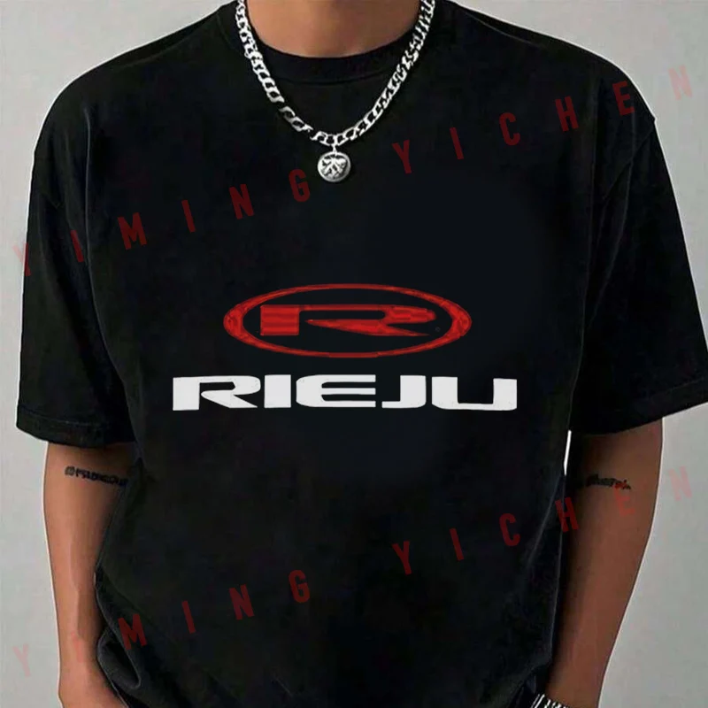 Family Matching T‑Shirt Black Red Oval R‑Symbol Chest Print Motocross Biker Streetwear Parent‑Child Matching Short Sleeve Tee