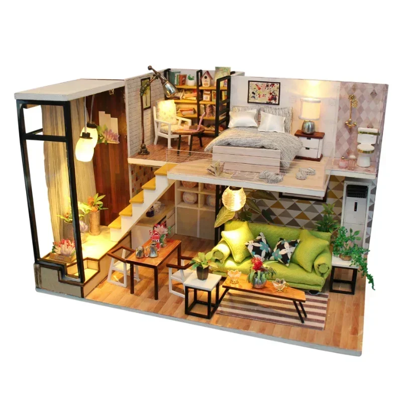 New 3D Miniature Furniture Toys DIY Doll House Wooden Home Dollhouse Case Roombox Kits  for Children Birthday Christmas Gifts