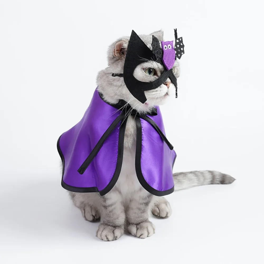 

Adjustable Dog Halloween Costume Decorative Cartoon Dog Wizard Cape Bat with Face Mask Cat Cosplay Outfit Pet Dress Up