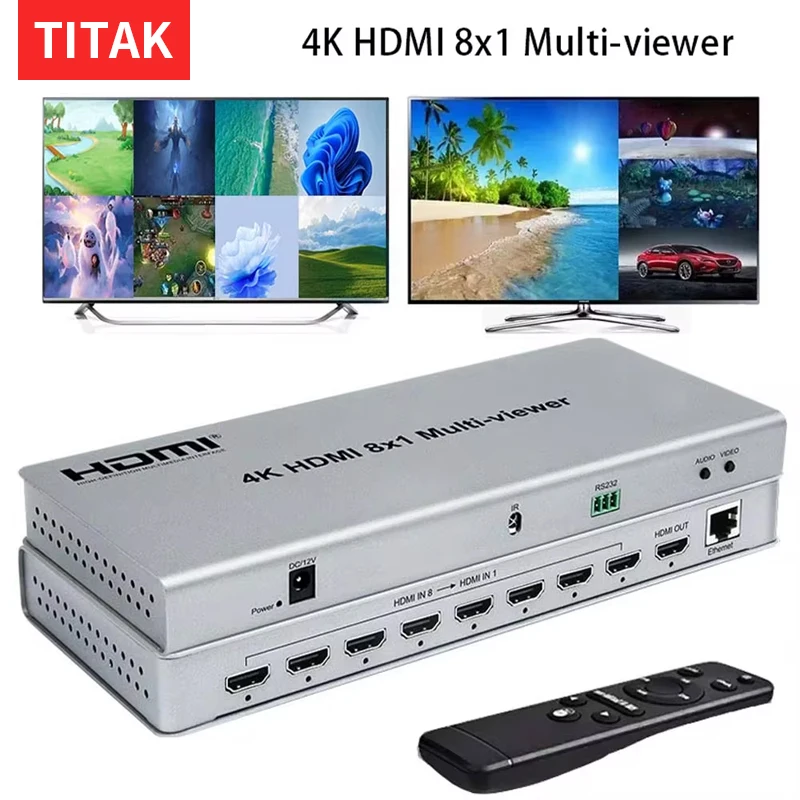 

4K 8x1 HDMI Multi-viewer Seamless Switch 8 Channel Video Multiplexer Multi Screen Splitter Vs 1080p 4x1 Quad Hdmi Multiviewer