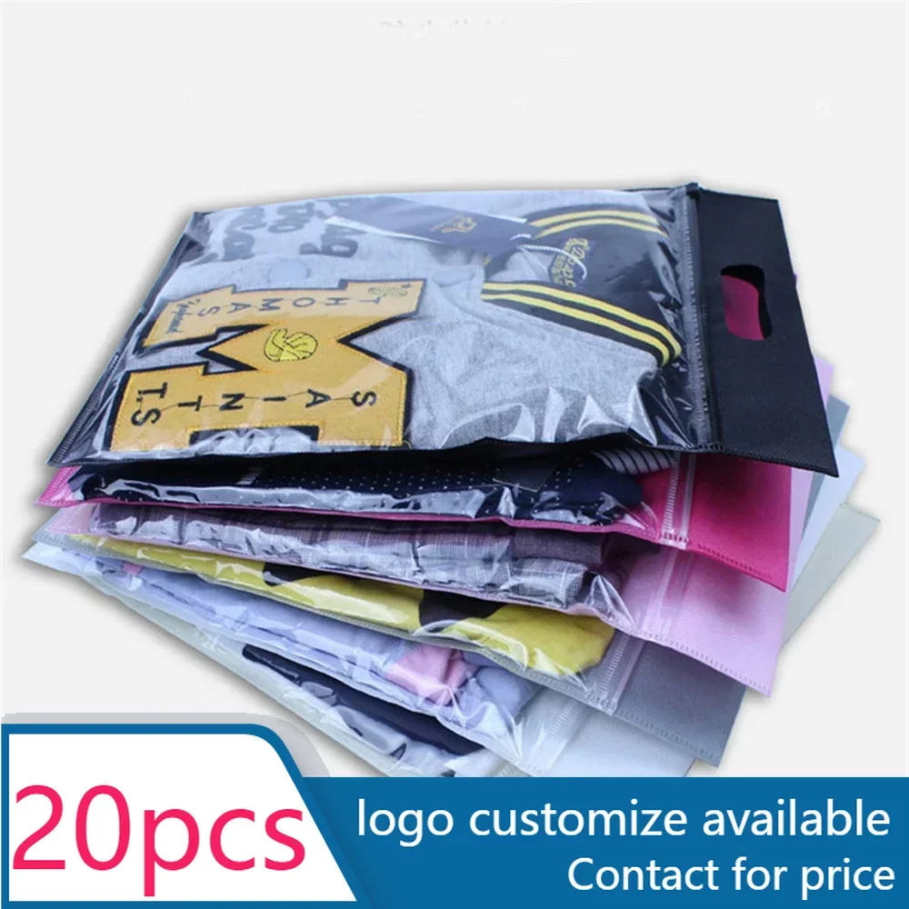 20 pcs Transparent White Back Ziplock Zipper Packaging Bag Slide Valve Storage Reseal Plastic Pants Shirt Clothe Sweater