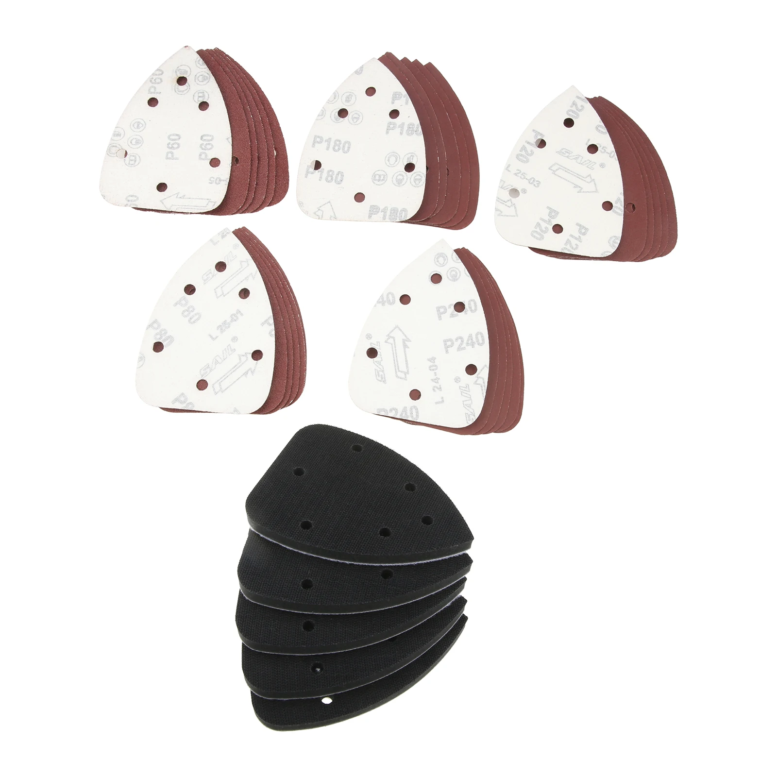 5Pcs Foam Sanding Pads +30Pcs Mouse Sander Sandpaper 40-240 Grit 6-Hole Hook & Loop Interface Pad for Ryobi CFS Detail Sander