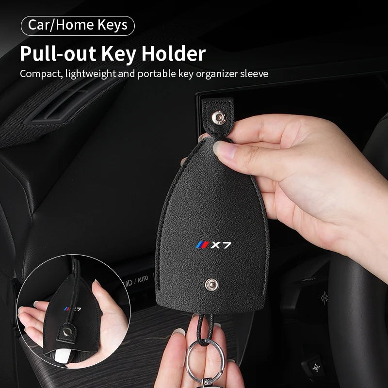 For BMW Leather Key Holder Minimalist Keychain Case Wallet Coins Storage Case Mini Key Protector Multifunctional Key Pouch