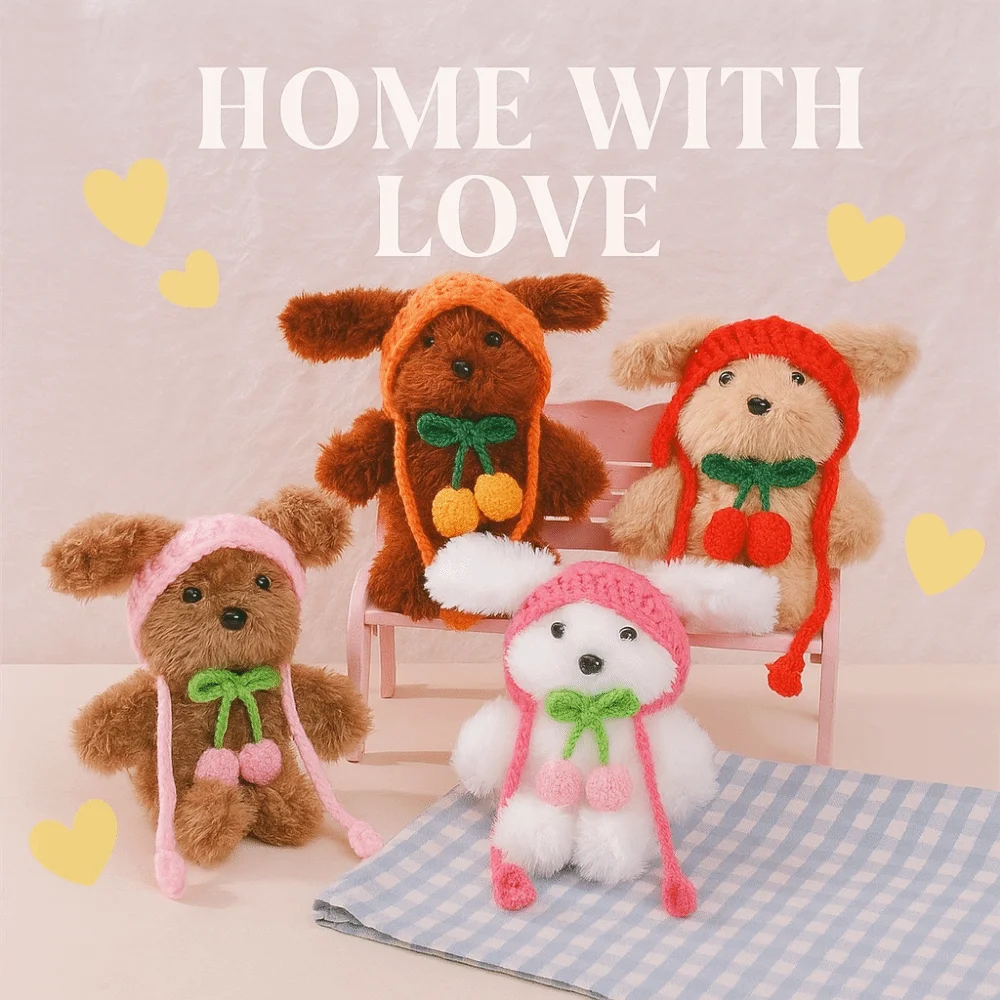 Keyfob Beanie Hat Puppy Plush Pendant Plush Cartoon Plush Dog Keychain Kawaii Funny Dog Plush Keyring Couple Gift