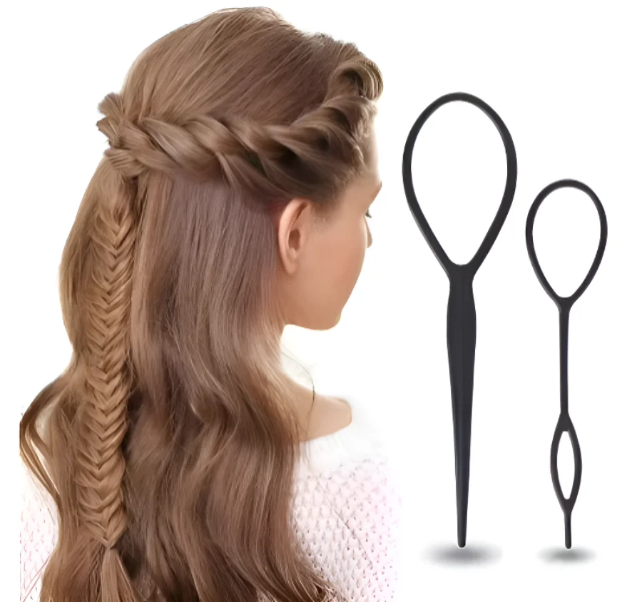 

Пластиковая петля, черная, 2 шт., зажим для волос, аксессуары для плетения, инструмент для укладки для женщин и девочек