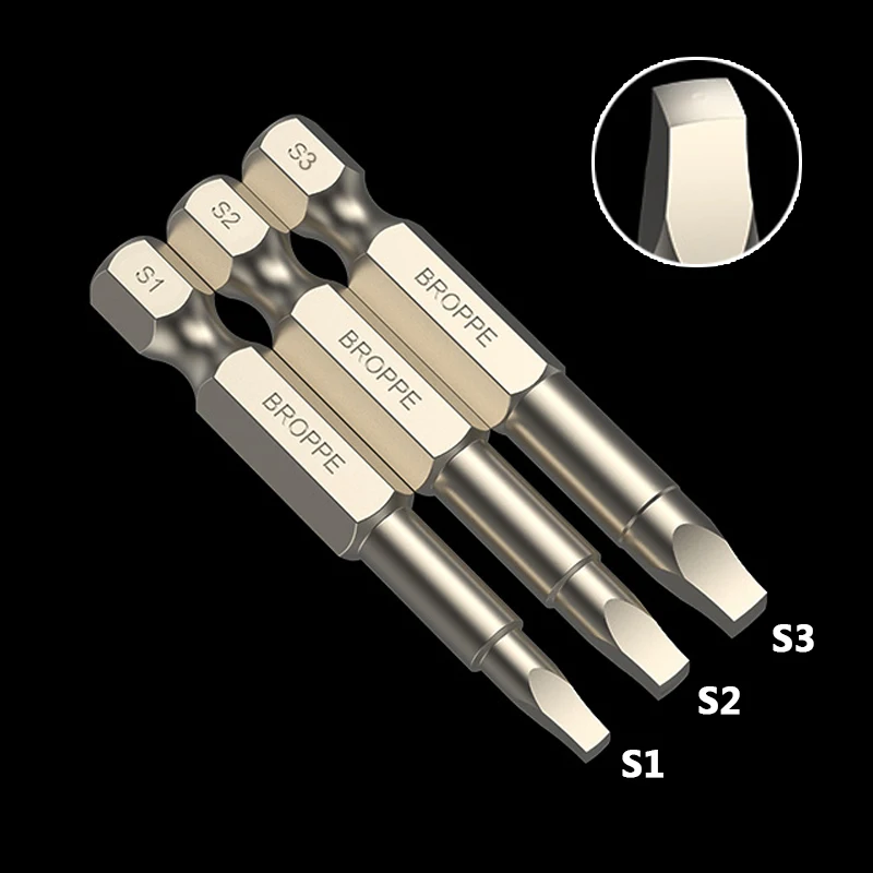 Broppe-bits Driver Elétrico Grupo Ferramenta de Mão Chave de Fenda Hex Shank Cabeça Quadrada Magnética s1 s2 s3 50 mm Pcs