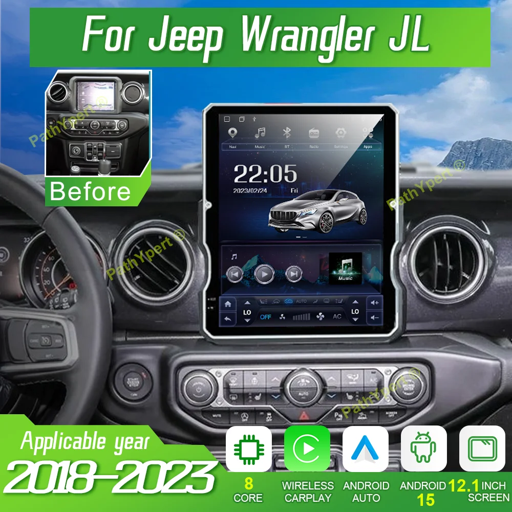 

12.1"Head Unit For Jeep Wrangler JL 2018-2023 Intelligent Systems Android15 Multimedia Player Car Radio Tesla Screen GPS Carplay