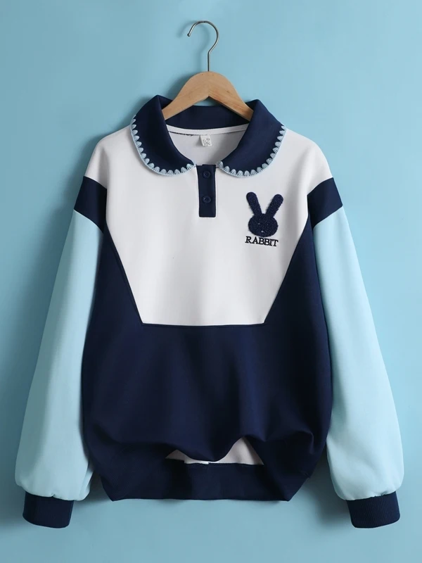 

Свитшот с длинным рукавом для девочек 15 лет, осенний, модный, с цветовыми блоками, в милом стиле, из полиэстера