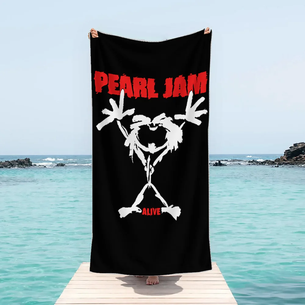 Toalla de playa con logotipo de P-Pearl Jam "Alive", toalla de baño de microfibra suave de secado rápido con estampado de grunge rock para fanáticos, para nadar al aire libre