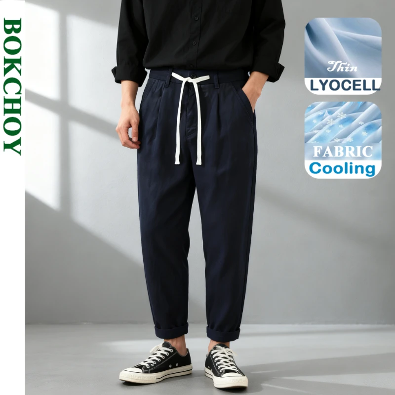 

2026 Spring Summer New Thin Breathable Lyocell and Linen Pant for Men Casual Slim Straight Summer Pants CM3617