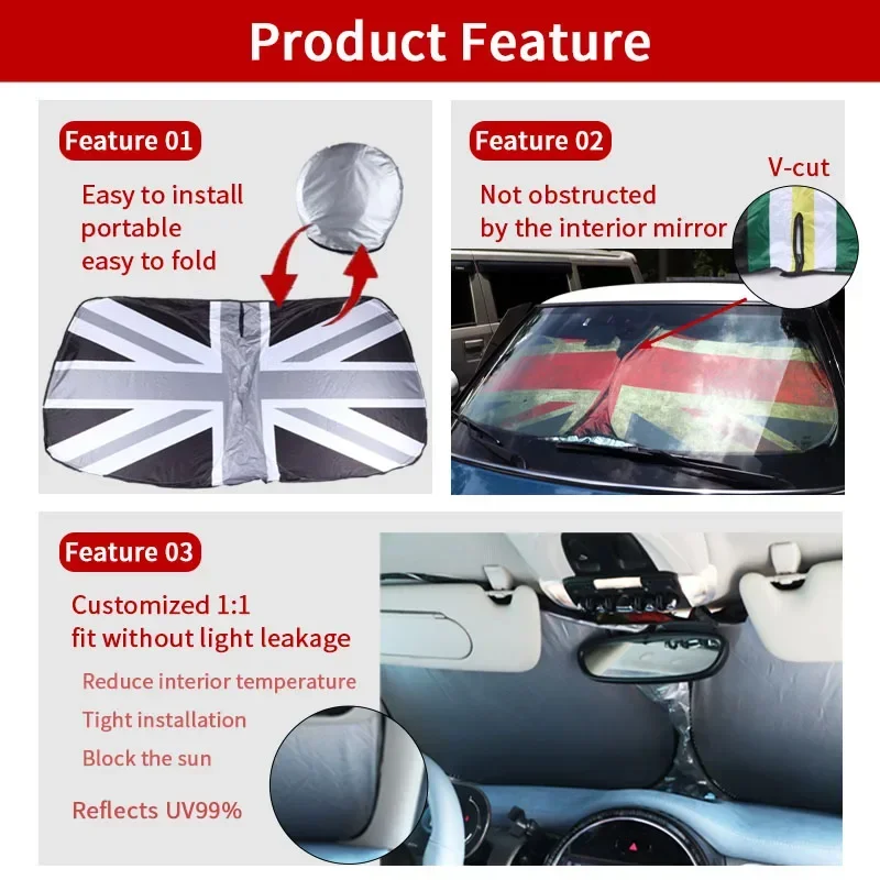 For Mini Cooper R50 R53 R56 R60 F55 F56 R58 R59 Car Front Window SunShade Cover Blocks UV Ray Reflector  Windshield Sunshade