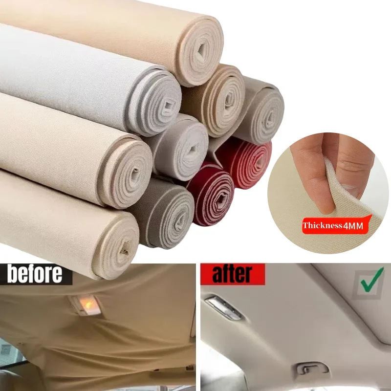 

Car RV Interior Headliner Repair Grid Fabrics Material Non Adhesive Car Roof Cloth with Sponge Backing Repair Refurbishment DIY